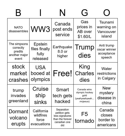 TEIN 2026 Bingo Card