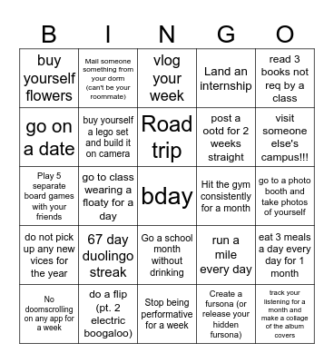 kaleb Bingo Card