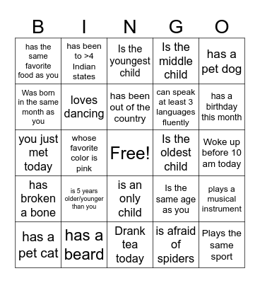 Find Someone Who... Bingo Card