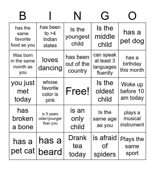 Find Someone Who... Bingo Card
