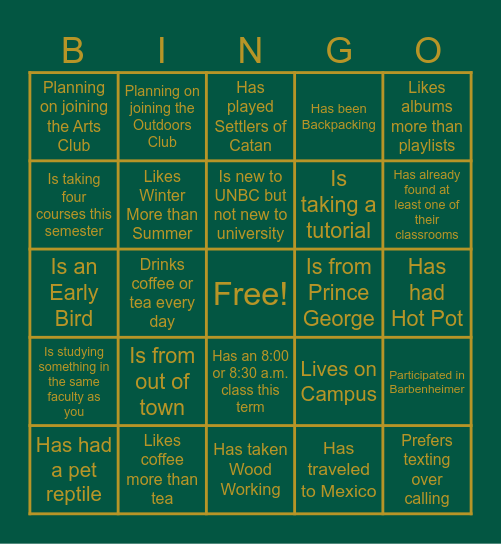 Find Someone Who... Bingo Card
