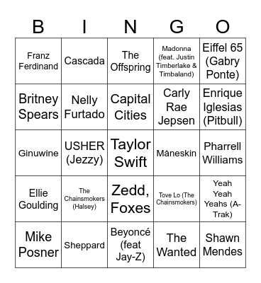 Game 1 - 1998 to 2018 Bingo Card