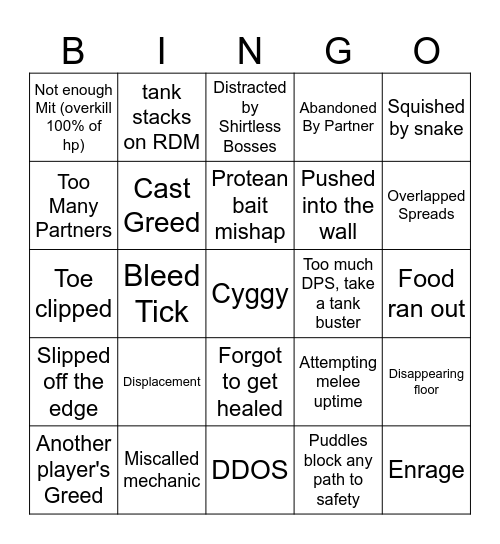 How the RDM Will Die Bingo Card