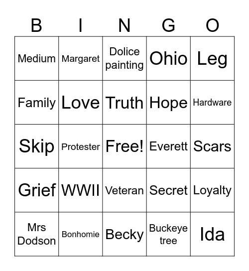 Buckeye Bingo Card