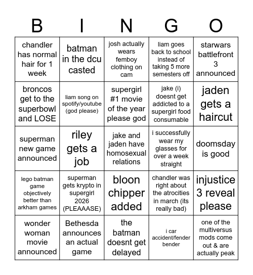 2026 bingo Card
