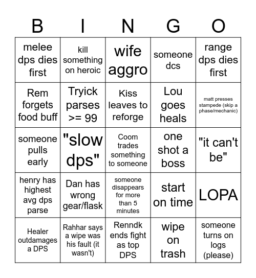 ToT Bingo Card