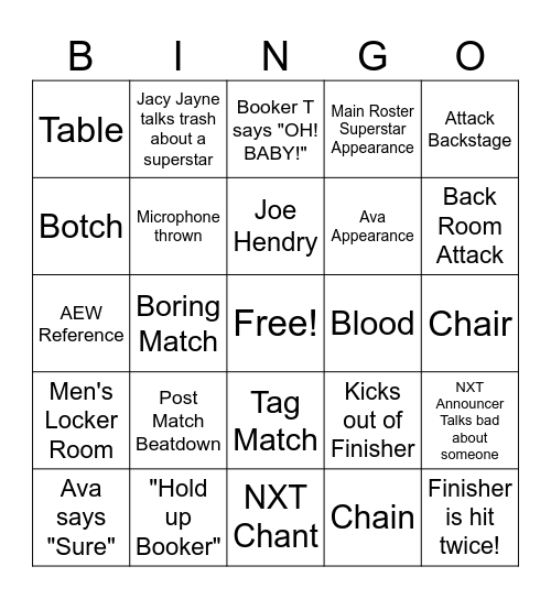 NXT BINGO Card