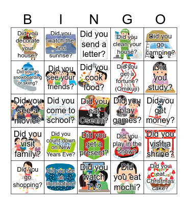 Winter Vacation Reflection Bingo Card