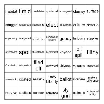 Reading Final Exam Review Bingo Card