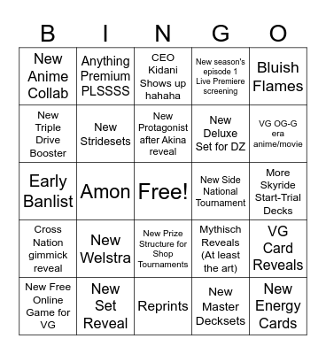 Vanguard Anniversary Presentation Bingo Card