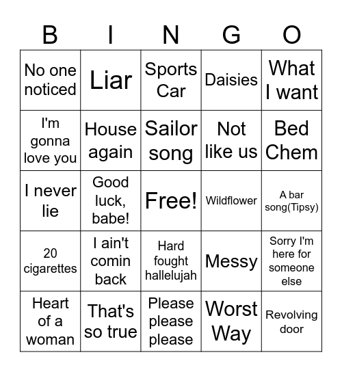 Billboard Top 100 of 2025 Bingo Card