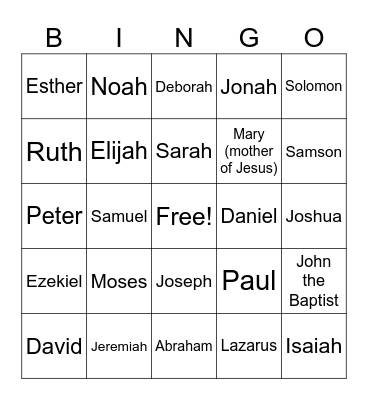 Bible Bingo Card