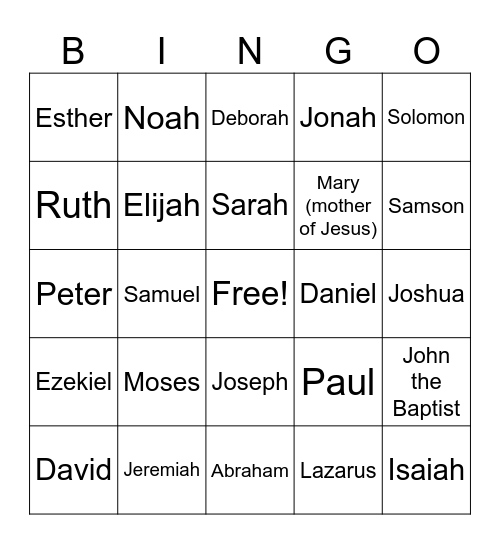 Bible Bingo Card