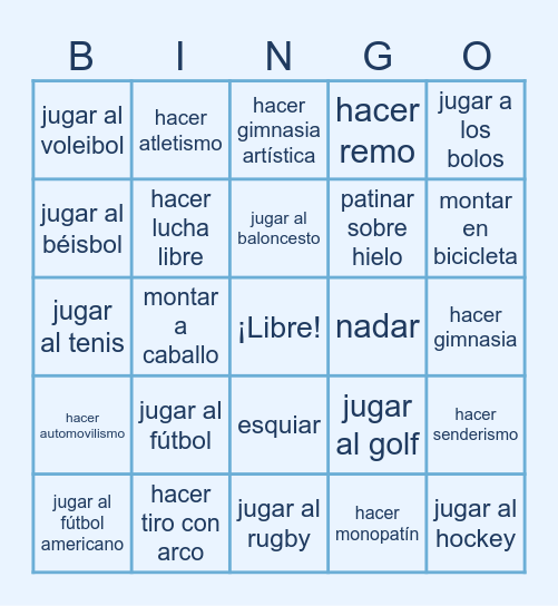 Los deportes Bingo Card