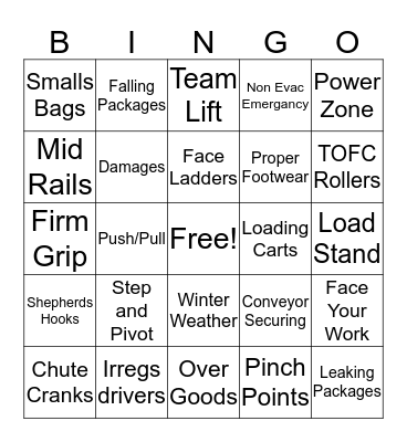 Safety Bingo Card