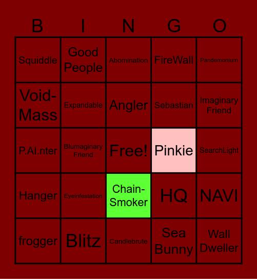 Pressure Bingo Card