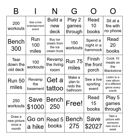 2026 Bingo Card