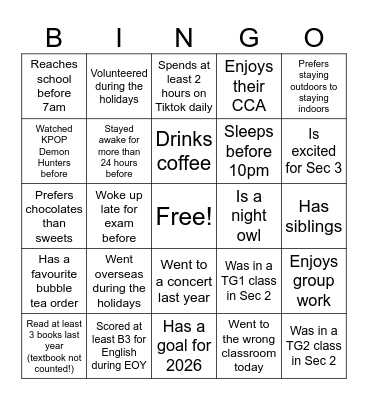 3E36 BINGO Card