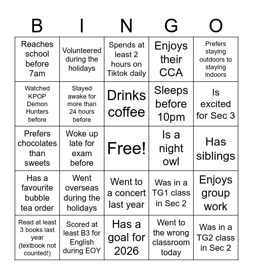 3E36 BINGO Card