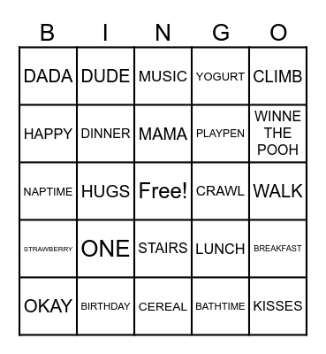 ROEN'S FIRST BIRTHDAY Bingo Card