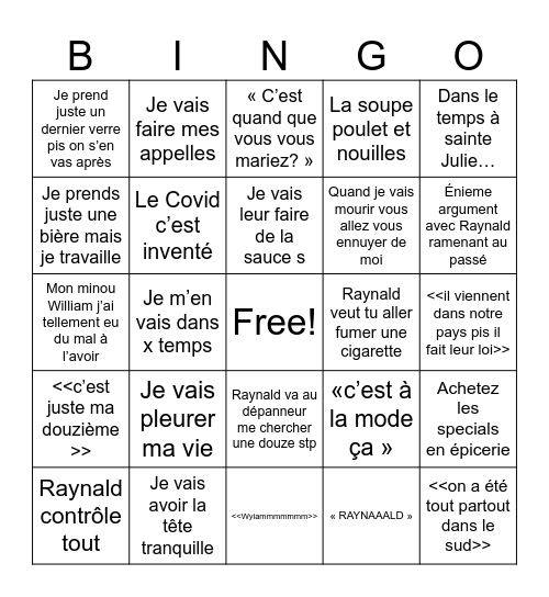 Martine Bingo Card