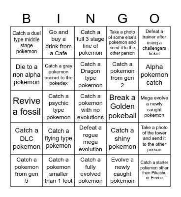 Za Bingo Card
