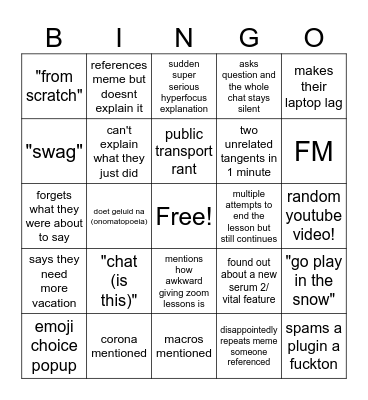 sjef bingus 2.0 Bingo Card
