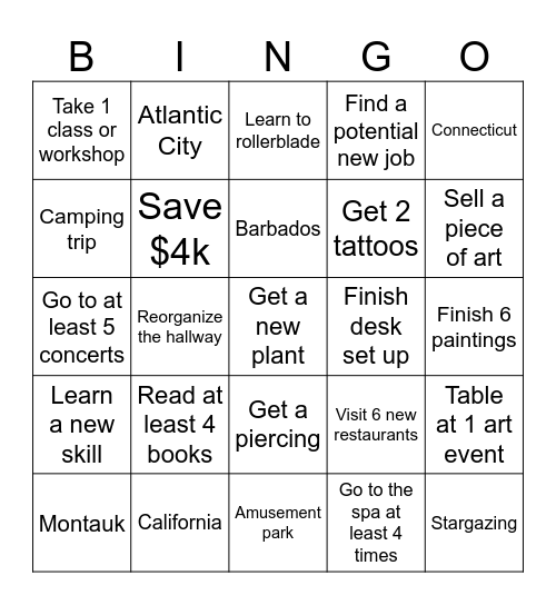 2026 Bingo Card