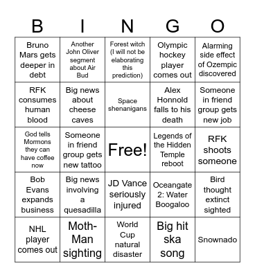 2026 Bingo Card
