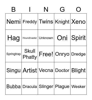 Killer Bingo Card