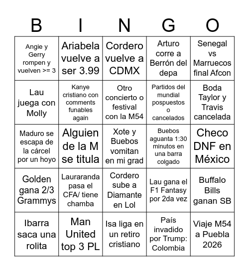 Predicciones Lau 2026 Bingo Card