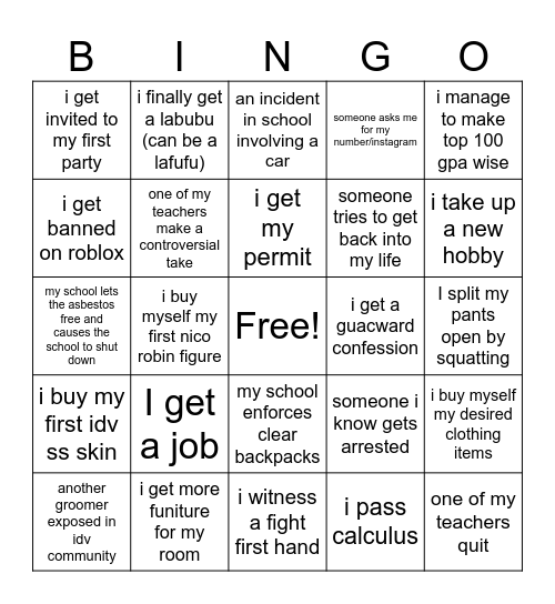 2026 Bingo Card