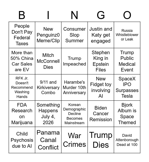 2026 Bingo Card