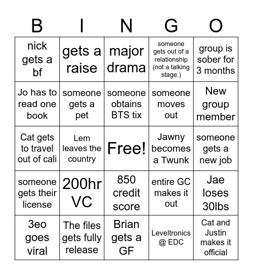 Untitled Bingo Card