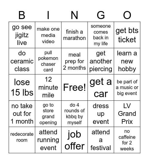 2026 bingo Card