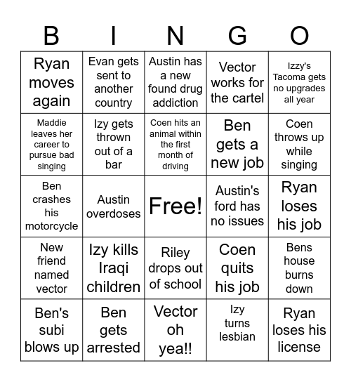 Bingo n' shiii Bingo Card