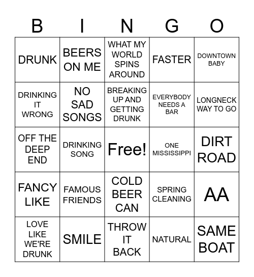 COUNTRY PARTY Bingo Card