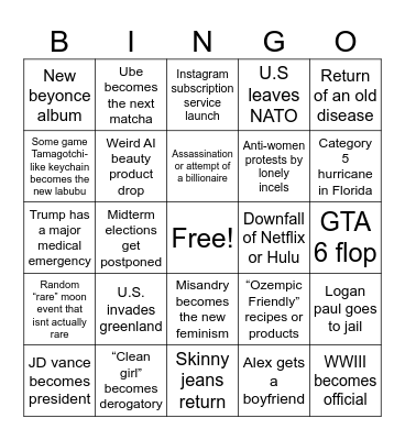 2026 Bingo Card