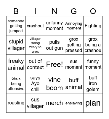 grox bingo Card