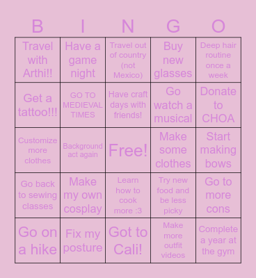 Adriana’s 2026 Bingo Card