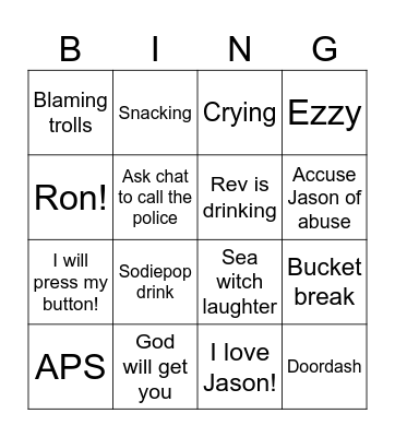 Shanatee Bingo Card