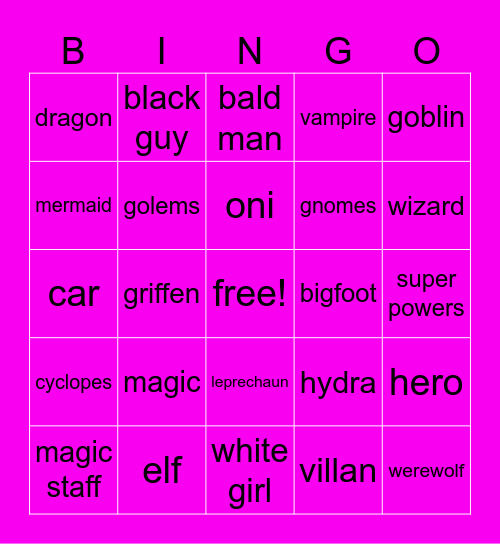 fantasy Ingo Bingo Bongo Bingo Card