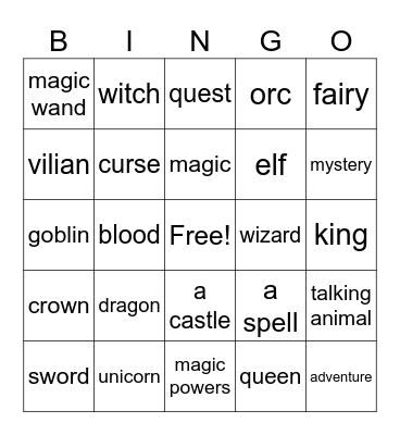 Fantasy Bingo Card