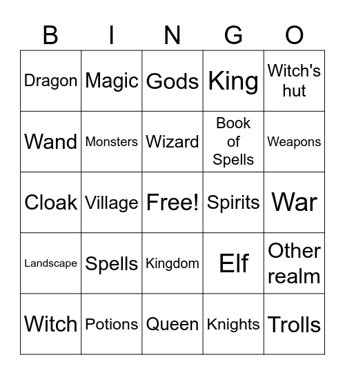 Fantasy Bingo Card