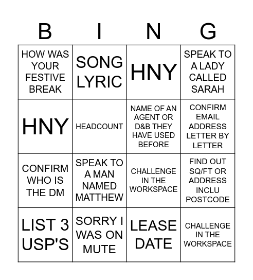 NEW YEAR BINGO Card
