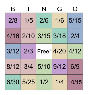 MAGIC FRACTION BINGO Card