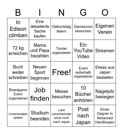 Neujahrbingo ipi Bingo Card