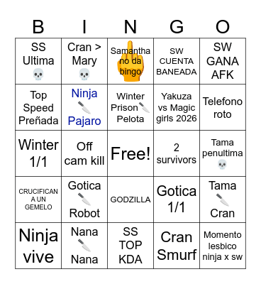 mskk Bingo Card
