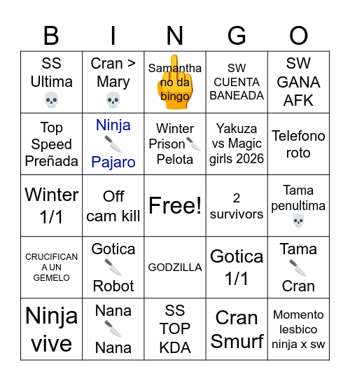 mskk Bingo Card