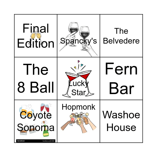 Bar Blackout Bingo Card